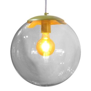 Pendente Glass na Cor Dourado com Globo Transparente Ø35cm para 1 Lâmpada E27 Bivolt - Glass-