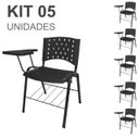 Ver imagem 2 de KIT 05 Cadeiras Universitárias com Prancheta e Porta Livros - Cor Preto - REAPLAST - 32043