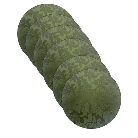 Sousplat Natal Jacquard Verde - 6 Peças - com Base