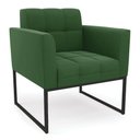 Ver mais imagens de Kit 1 Sofá Namoradeira e 1 Poltrona Elisa Suede Base Metálica Industrial Preto - D'Rossi Cor Verde
