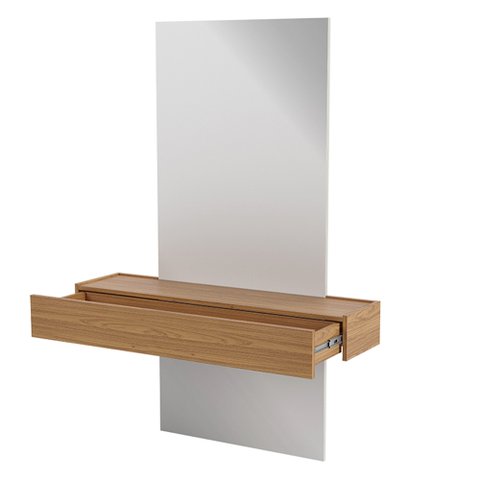 Aparador Sala De Estar Suspenso Com Espelho 1 Gaveta Bari 155x110 D03 Freijó Off White - Lyam