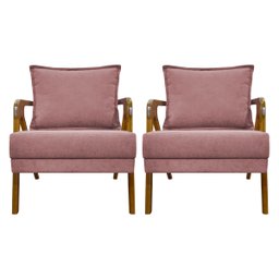 Kit 2 Poltronas Decorativas Reforçadas Shine para Sala Recepção Escritório Tecido Bouclé Premium - 1
