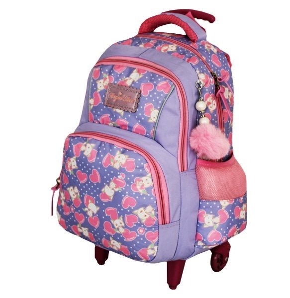 Mochila Escolar Rodinhas Feminina Infantil Média Coração H1 Violeta bb - 2