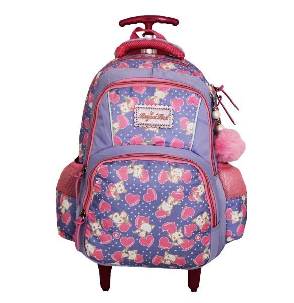 Mochila Escolar Rodinhas Feminina Infantil Média Coração H1 Violeta bb - 1