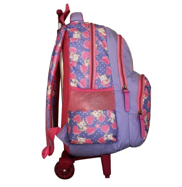 Mochila Escolar Rodinhas Feminina Infantil Média Coração H1 Violeta bb - 3