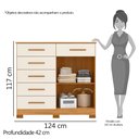 Ver imagem 4 de Cômoda Albatroz New xangai Plus 6 Gavetas 2 Portas - Carvalho com Off White