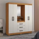 Ver imagem 1 de Guarda-roupa Notável Capelinha 5015 com 4 Portas de Bater 3 Gavetas e Espelho - Freijó Trend/off