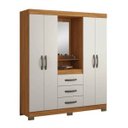 Ver imagem 3 de Guarda-roupa Notável Capelinha 5015 com 4 Portas de Bater 3 Gavetas e Espelho - Freijó Trend/off
