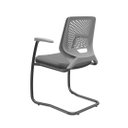 Ver imagem 2 de Cadeira de Escritório Fixa Aproximação Beezi Base Preta em S com Braços Assento e Encosto Grafite PL