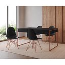 Ver imagem 1 de Mesa Jantar Industrial Retangular Preta 137X90Cm Com 4 Cadeiras Pretas Base Cobre Cor: Preto