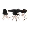 Ver imagem 6 de Mesa Jantar Industrial Retangular Preta 137X90Cm Com 4 Cadeiras Pretas Base Cobre Cor: Preto