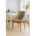 Ver imagem 1 de Kit 4 Cadeiras de Jantar Estofada Elisa Anatômica Linho Bege Base Madeira Maciça Mel