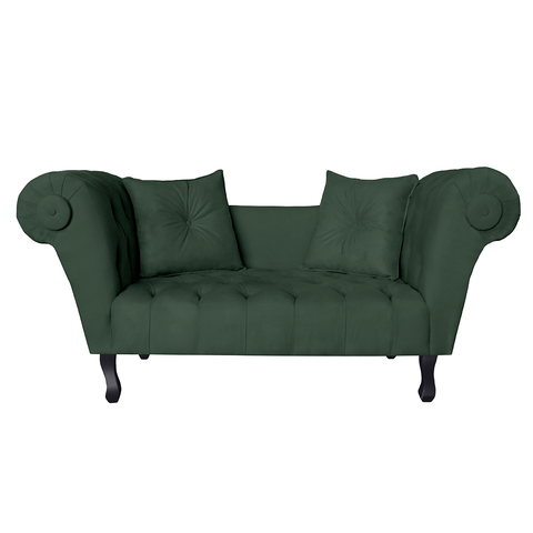 Sofá Recamier Recepção Decorativo 02 Lugares Londres Suede Verde - Incasa Decor