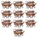 Ver imagem 1 de Kit 10 Conjuntos de Mesa Dobráveis de Madeira 70x110cm com 6 Cadeiras Imbuia