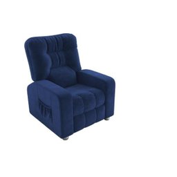 Poltrona Matrix Reclinável Azera - Veludo Azul marinho - 1 Poltrona Matrix Reclinável Azera - Veludo Azul marinho - 1