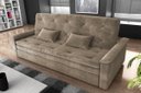 Ver imagem 4 de Sofá Cama Casal Reclinável Nanda - Veludo Turkey Castor