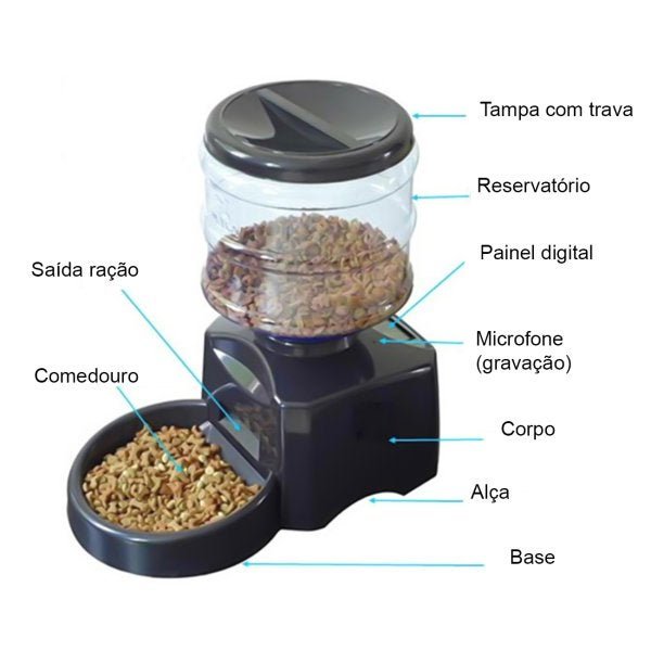 Comedouro Eletrônico Automático Alimentador Digital Programável - 5