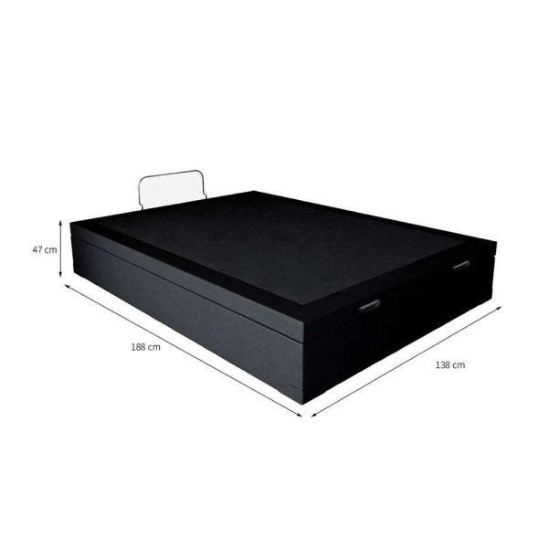 Base para Cama Box Casal Premium com Baú Corino (47x138x188) Preta - 2