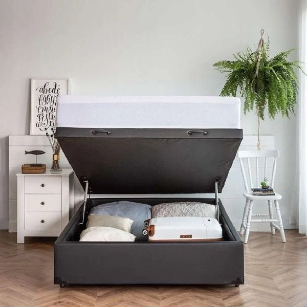 Base para Cama Box Casal Premium com Baú Corino (47x138x188) Preta - 8