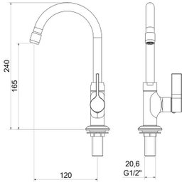 Torneira Lavatório Mesa Atria 1190 36 Preto Matte Meber - 2