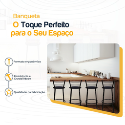 Kit 4 Banquetas para Balcão Bancada Cozinha Bistrô Ilhas Gourmet Bares Banco Flórida Preta - 3
