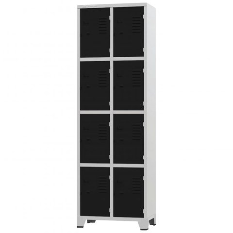 Roupeiro de Aço 8 Portas Cinza com Preto - Ultra Móveis