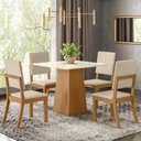 Ver imagem 1 de Conjunto Sala Jantar Mesa Dora Tampo 100% MDF 4 Cadeiras 100% Pintada Milla Henn