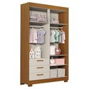 Ver imagem 5 de Cômoda com Porta e Guarda Roupa 4 Portas Infantil Zaki Areia Acetinado Savana - Reller