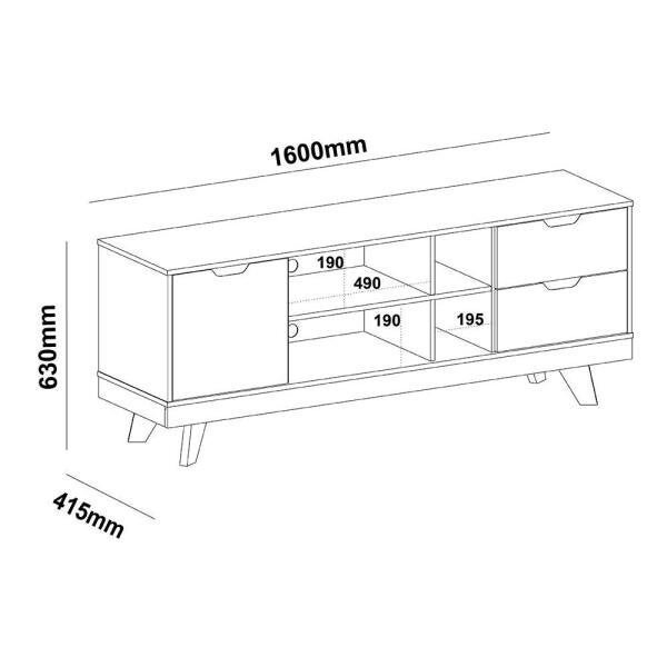 Rack para TV Michigan até 60 Polegadas - Off White/Carvalho - Artely - 6