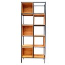 Ver imagem 1 de Estante Industrial com 5 Prateleiras e 5 Nichos - Ferro em Preto Eletrostático e Madeira Pinus Tonal