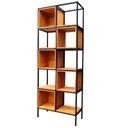 Ver imagem 2 de Estante Industrial com 5 Prateleiras e 5 Nichos - Ferro em Preto Eletrostático e Madeira Pinus Tonal