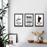 Conjunto Quadros Café e Vinho 23x33cm 3 Peças Branco Com Moldura Cozinha Decorativo Cantinho - 1