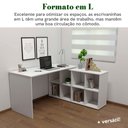 Ver imagem 4 de Escrivaninha Mesa Escritório Ergonômica e Atemporal em L com para Armazenamento Nero 8 Nichos 135cm Branca