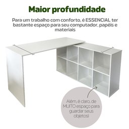 Escrivaninha Ergonômica e Atemporal em L com 8 Nichos para Armazenamento Nero  - 6