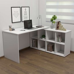 Escrivaninha Mesa Escritório Ergonômica e Atemporal em L com para Armazenamento Nero 8 Nichos 135cm Branca - 1 Escrivaninha Mesa Escritório Ergonômica e Atemporal em L com para Armazenamento Nero 8 Nichos 135cm Branca - 1