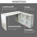 Ver imagem 5 de Escrivaninha Mesa Escritório Ergonômica e Atemporal em L com para Armazenamento Nero 8 Nichos 135cm Branca