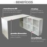 Escrivaninha Ergonômica e Atemporal em L com 8 Nichos para Armazenamento Nero  - 5