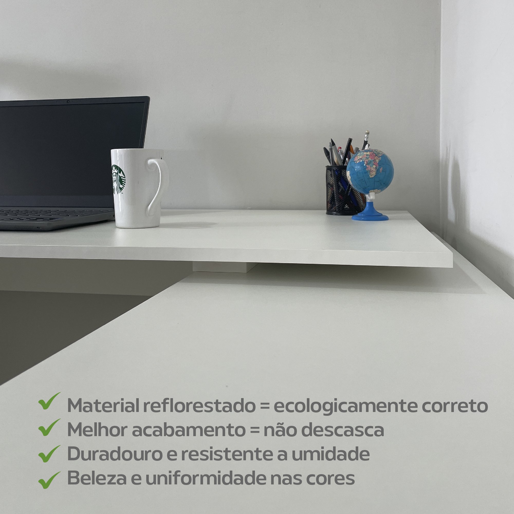 Escrivaninha Ergonômica e Atemporal em L com 8 Nichos para Armazenamento Nero Artany - 6