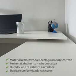Escrivaninha Ergonômica e Atemporal em L com 8 Nichos para Armazenamento Nero  - 7