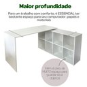 Ver imagem 6 de Escrivaninha Mesa Escritório Ergonômica e Atemporal em L com para Armazenamento Nero 8 Nichos 135cm
