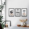 Conjunto Quadros Panela e Talher 23x33cm 3 Peças Branco Com Moldura Cozinha Decorativo Cantinho - 1