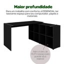 Ver mais imagens de Escrivaninha Mesa Escritório Ergonômica e Atemporal em L com para Armazenamento Nero 8 Nichos 135cm