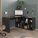 Ver imagem 2 de Escrivaninha Mesa Escritório Ergonômica e Atemporal em L com 8 Nichos para Armazenamento Nero