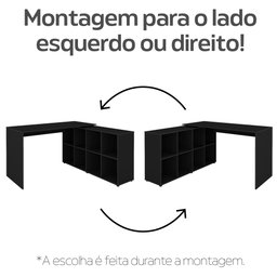 Escrivaninha Ergonômica e Atemporal em L com 8 Nichos para Armazenamento Nero  - 6