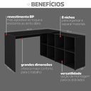 Ver imagem 7 de Escrivaninha Mesa Escritório Ergonômica e Atemporal em L com 8 Nichos para Armazenamento Nero