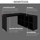 Ver imagem 7 de Escrivaninha Mesa Escritório Ergonômica e Atemporal em L com para Armazenamento Nero 8 Nichos 135cm Preto