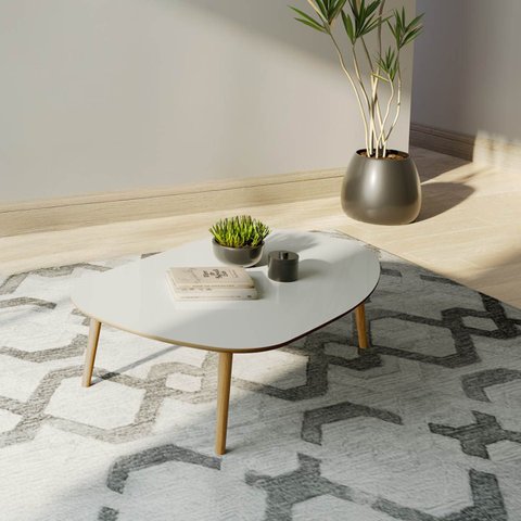 Mesa de Centro Orgânica Mdf 120cm Off White/freijó Tb625