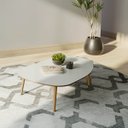 Ver imagem 1 de Mesa de Centro Orgânica Mdf 120cm Off White/freijó Tb625
