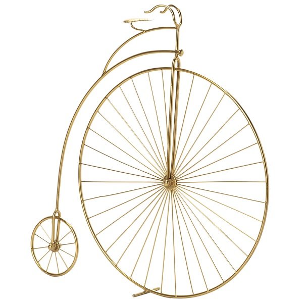 Escultura Decorativa Bicicleta Penny-farthing Dourada em Metal 40x43cm Mart