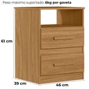 Ver imagem 3 de Mesa de Cabeceira Apolo 2 Gavetas 46 Cm Freijo Moval